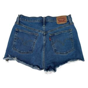 Levis 501 Button Fly Blue Jean Shorts Womens Size 29 Waist Cut Offs Medium Wash